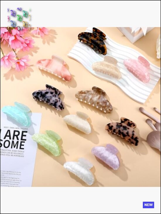 12 Acrylic Hair Claw Clips Non Slip Hold Clamps Bulk Leopard Print Barrettes